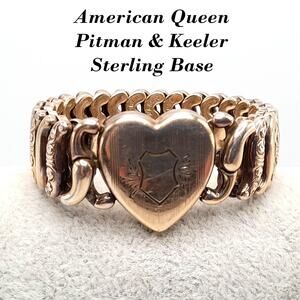 Antique Sweetheart Bracelet American Queen Pitman Keeler Sterling Base